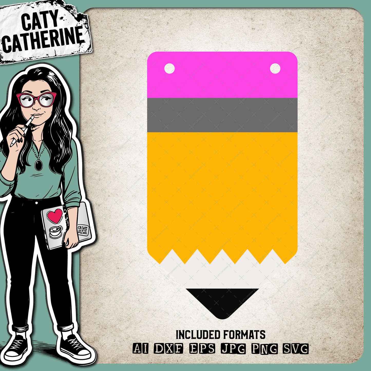 DIY Pencil Banner Template School Teacher Classroom – Education SVG Design by Caty Catherine