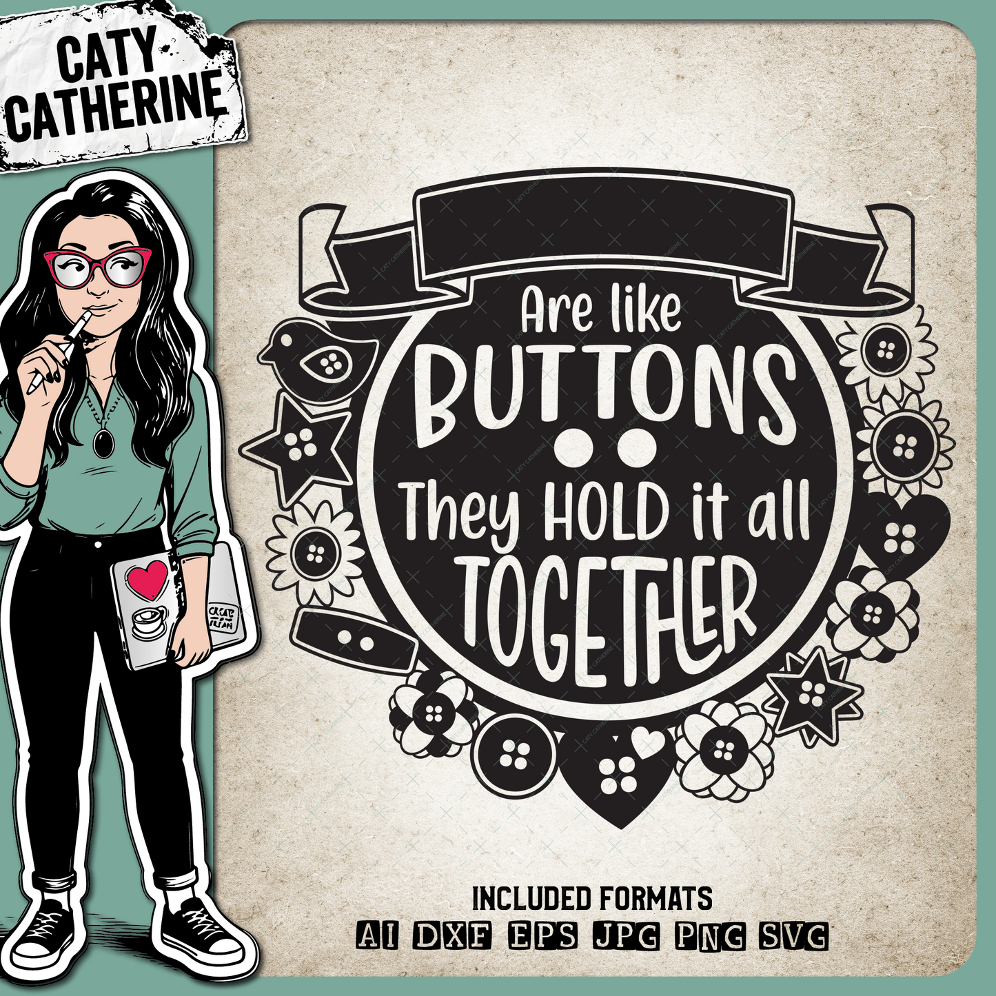 Blank Quote Template Are Like Buttons They Hold It All Together – Quotes & Sayings SVG Design by Caty Catherine