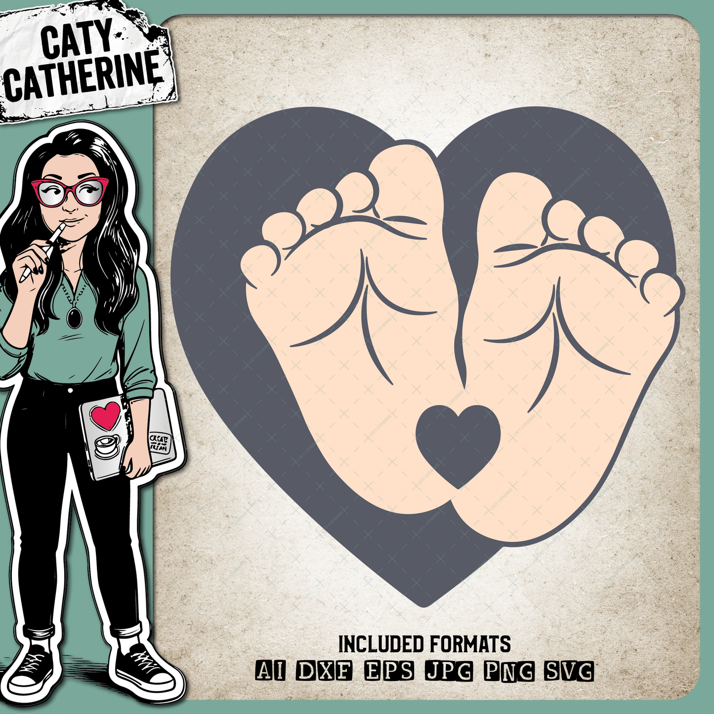 Baby Feet Love Heart – Babies & Kids SVG Design by Caty Catherine