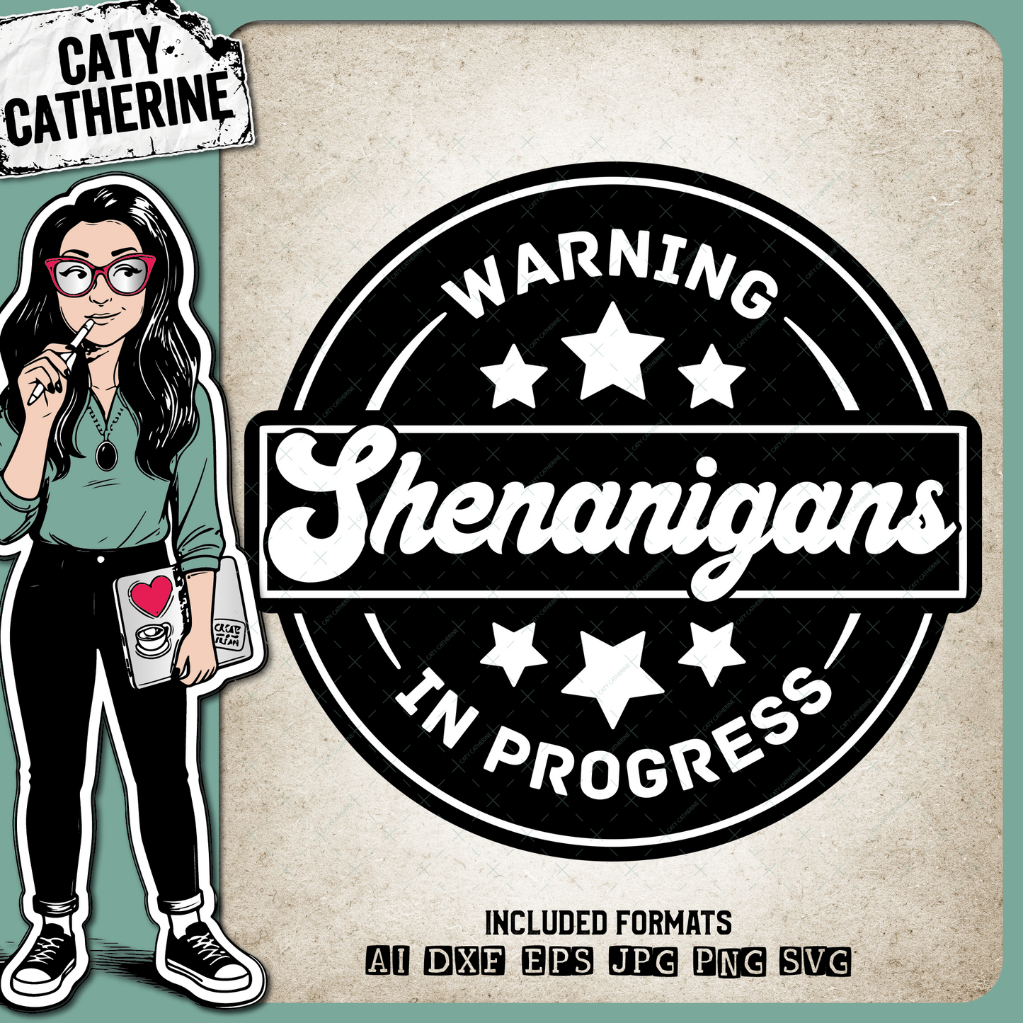 Warning Shenanigans In Progress Funny Quote Badge – Quotes & Sayings SVG Design by Caty Catherine
