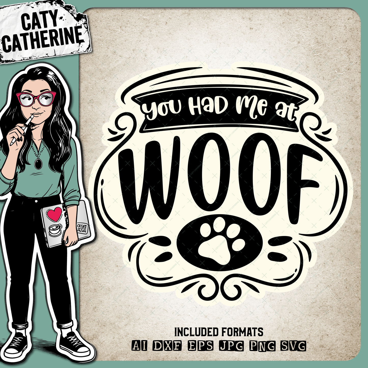 You Had Me At Woof Pet Dog Love Quote – Pets & Animals SVG Design by Caty Catherine