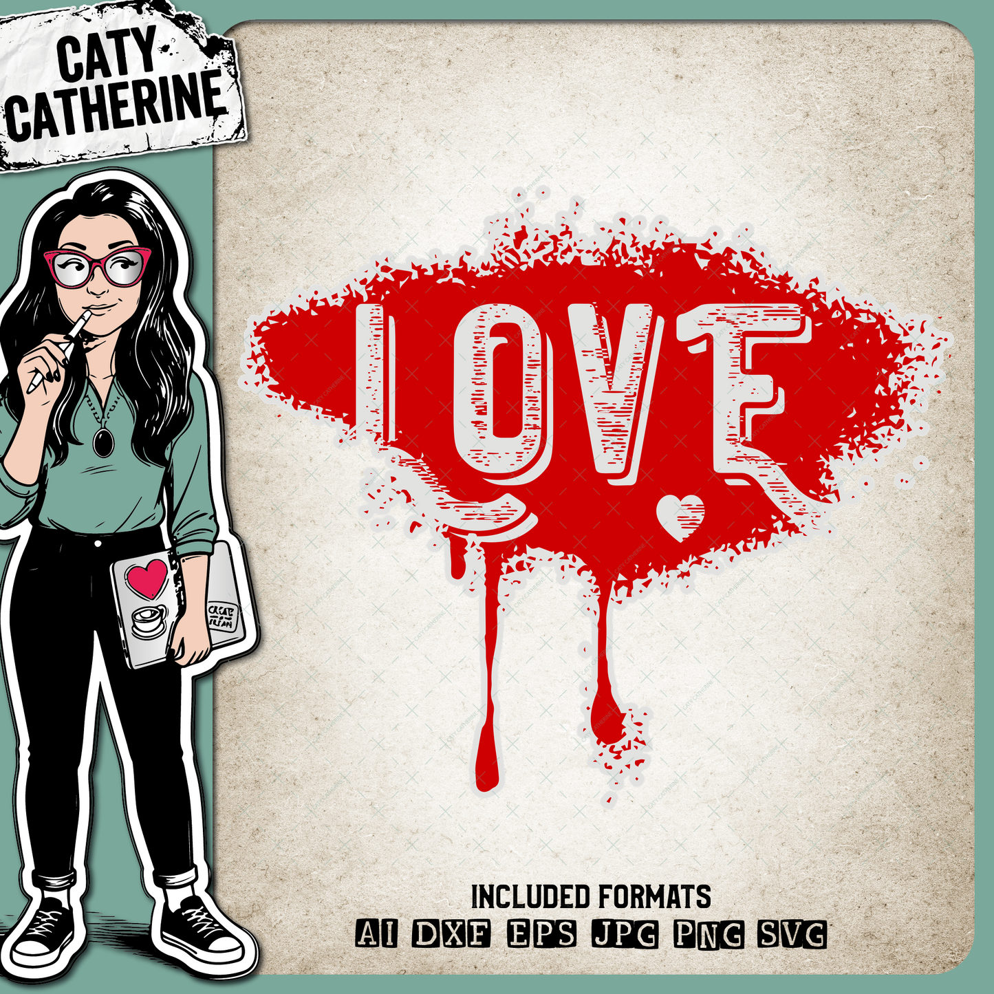 Love Spray Paint Grunge Love Heart Graphic – SVG Design by Caty Catherine