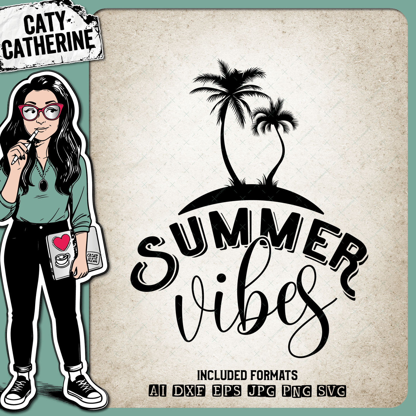 Summer Vibes with Palm Trees – Seasonal SVG Design by Caty Catherine