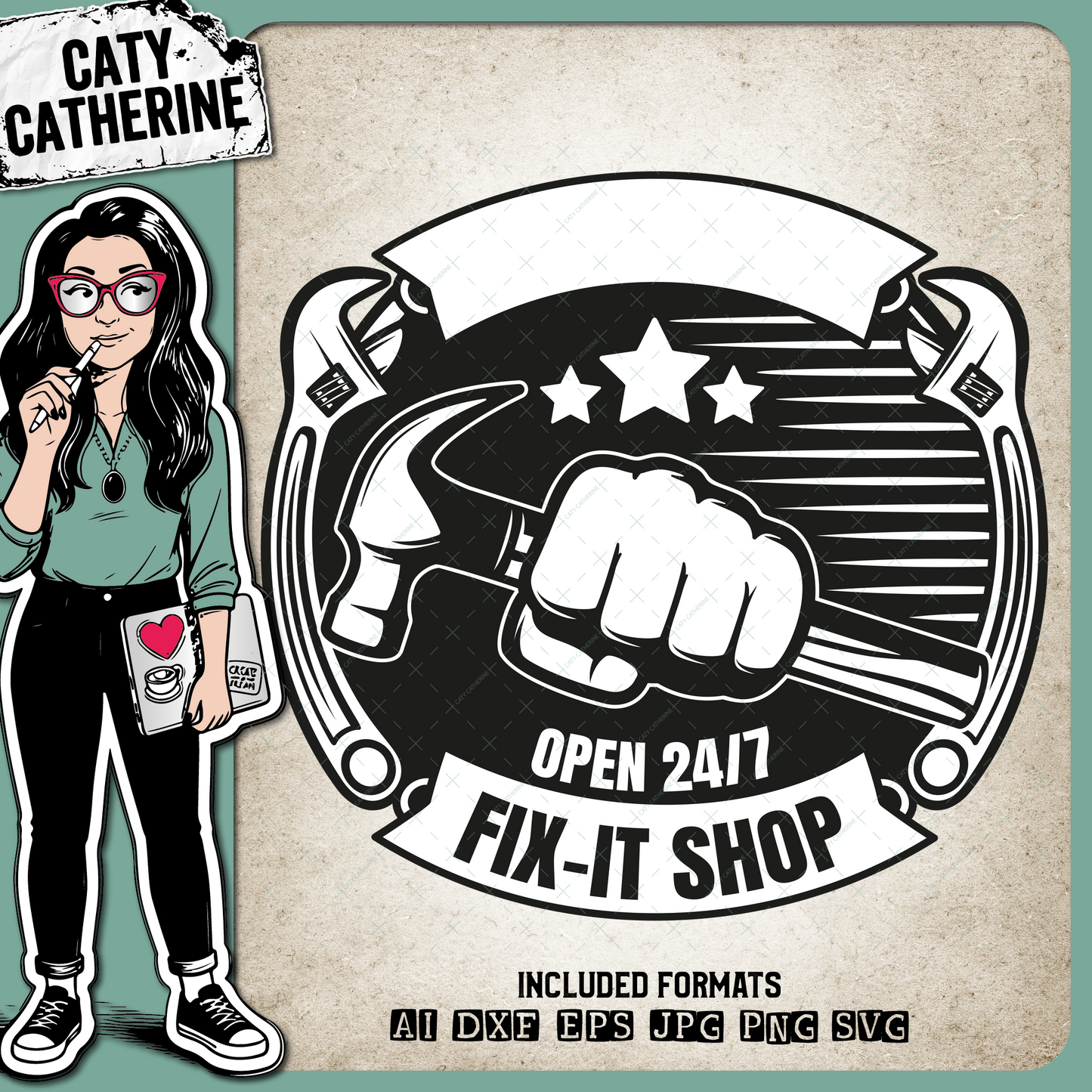 Fix-It Shop Open 24/7 Father's Day Tool Sign – Father’s Day SVG Design by Caty Catherine
