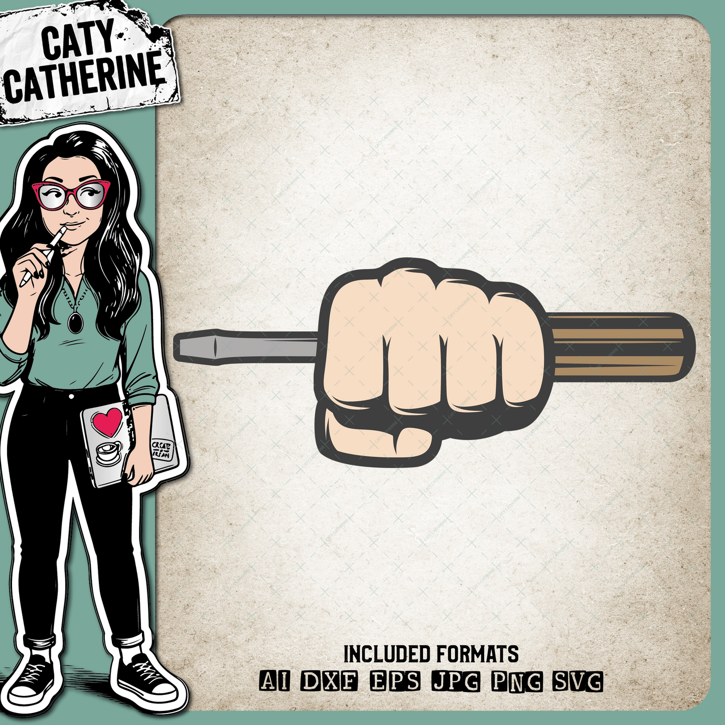 Fist with Screwdriver Tool Workman Mechanic – Occupations SVG Design by Caty Catherine