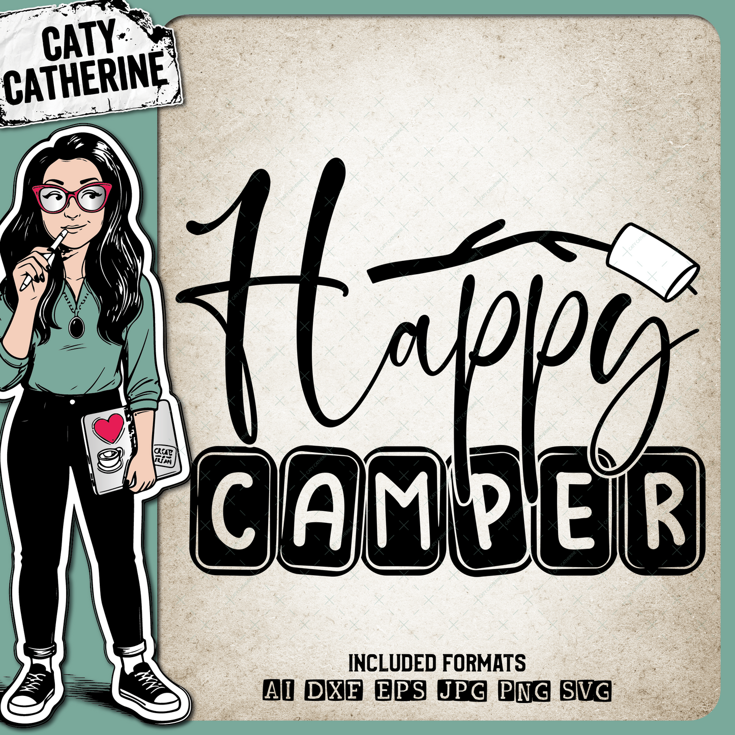 Happy Camper Smore Camping Graphic – Outdoors SVG Design by Caty Catherine