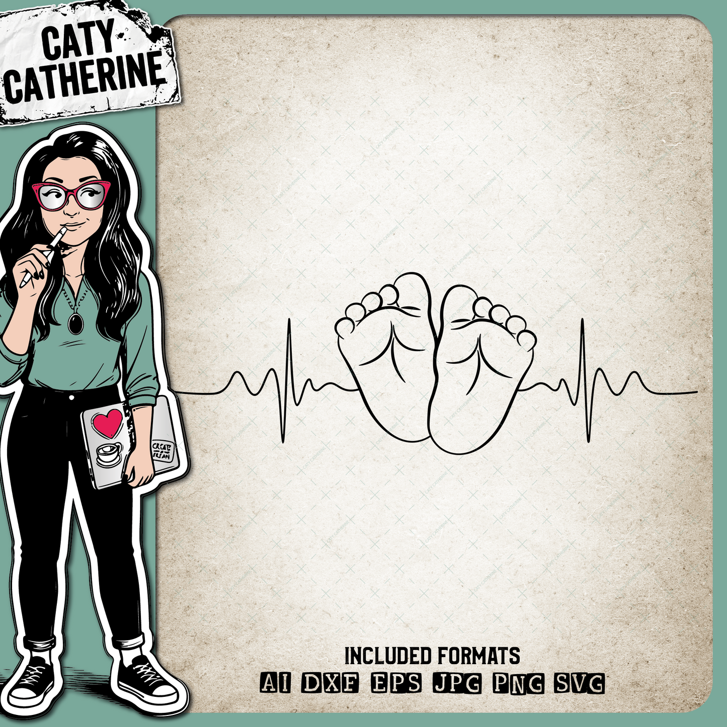 Baby Feet Heartbeat Graphic – Babies & Kids SVG Design by Caty Catherine