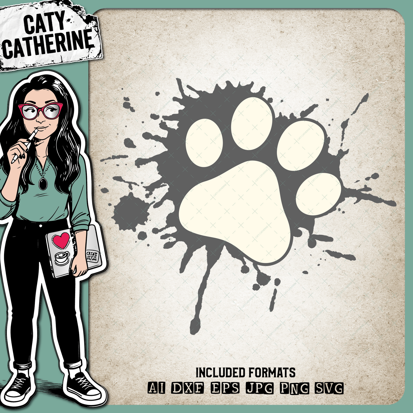 Paw Print Ink Splat – Pets & Animals SVG Design by Caty Catherine