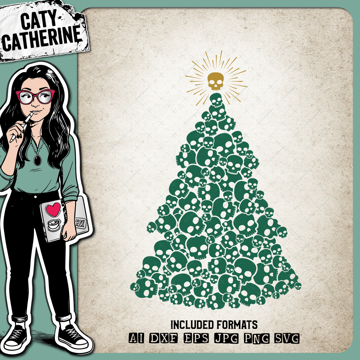 Skull Christmas Tree – SVG Design by Caty Catherine