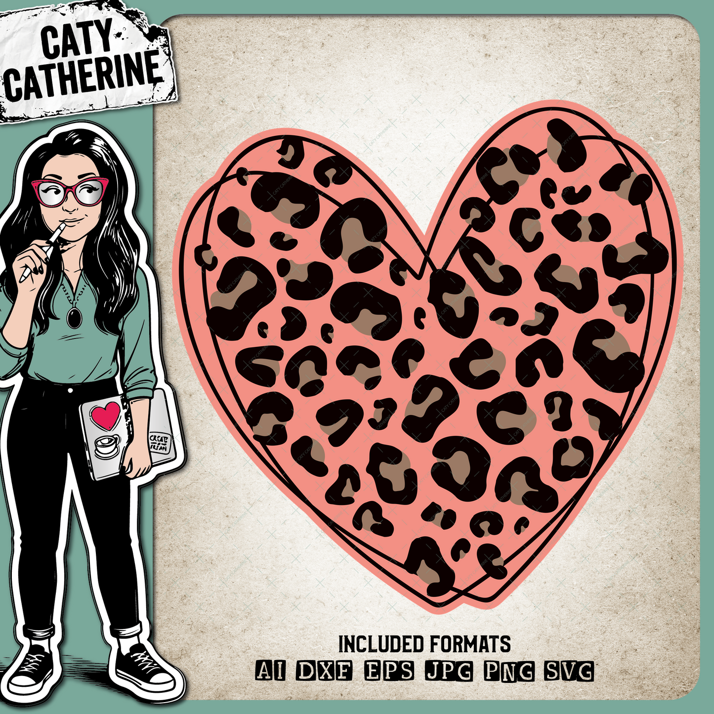 Leopard Print Love Heart – SVG Design by Caty Catherine