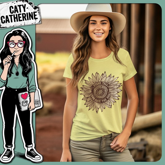 Stand Tall And Face The Sun Inspirational Sunflower Quote – Quotes & Sayings SVG Design by Caty Catherine