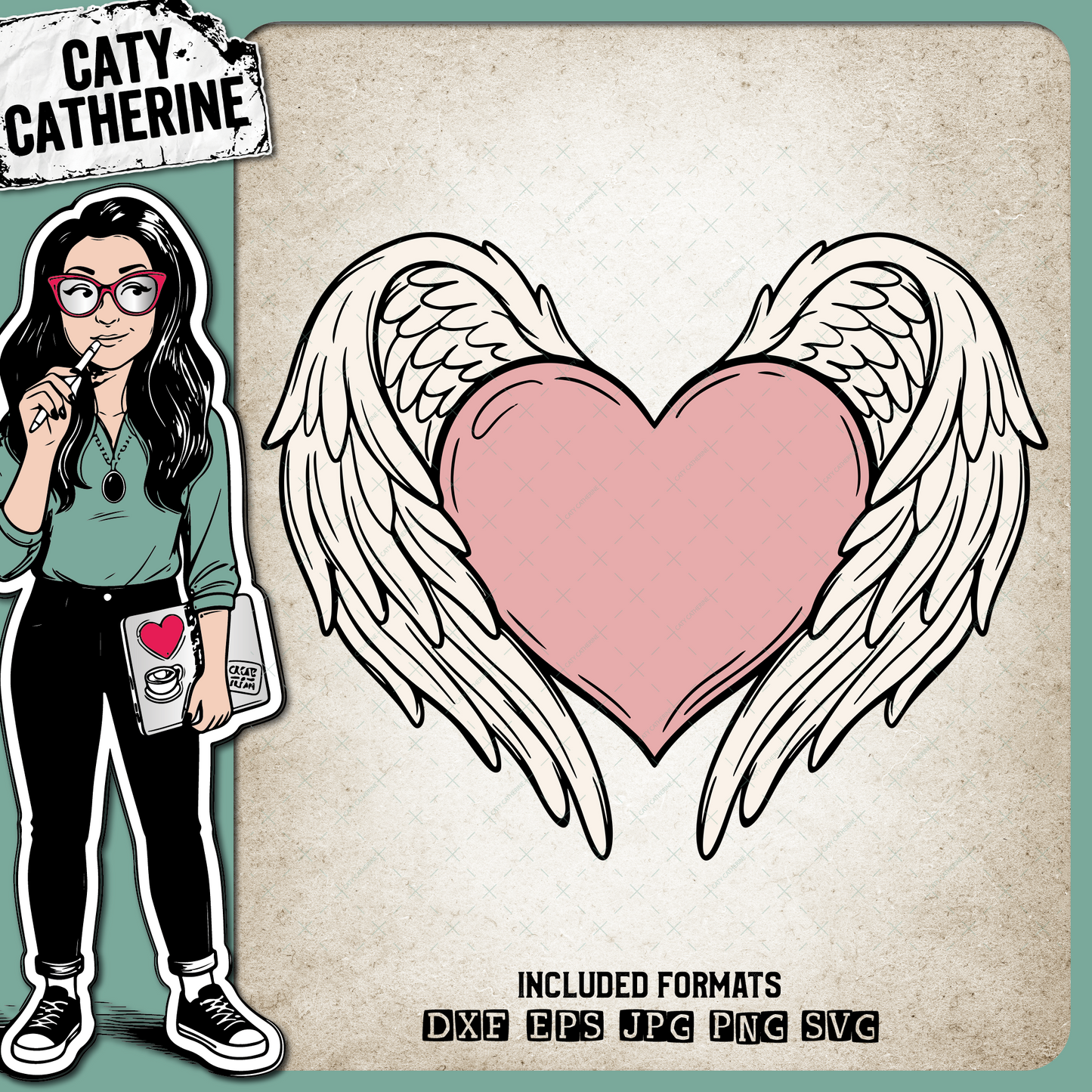 Love Heart with Angel Wings – Remembrance SVG Design by Caty Catherine