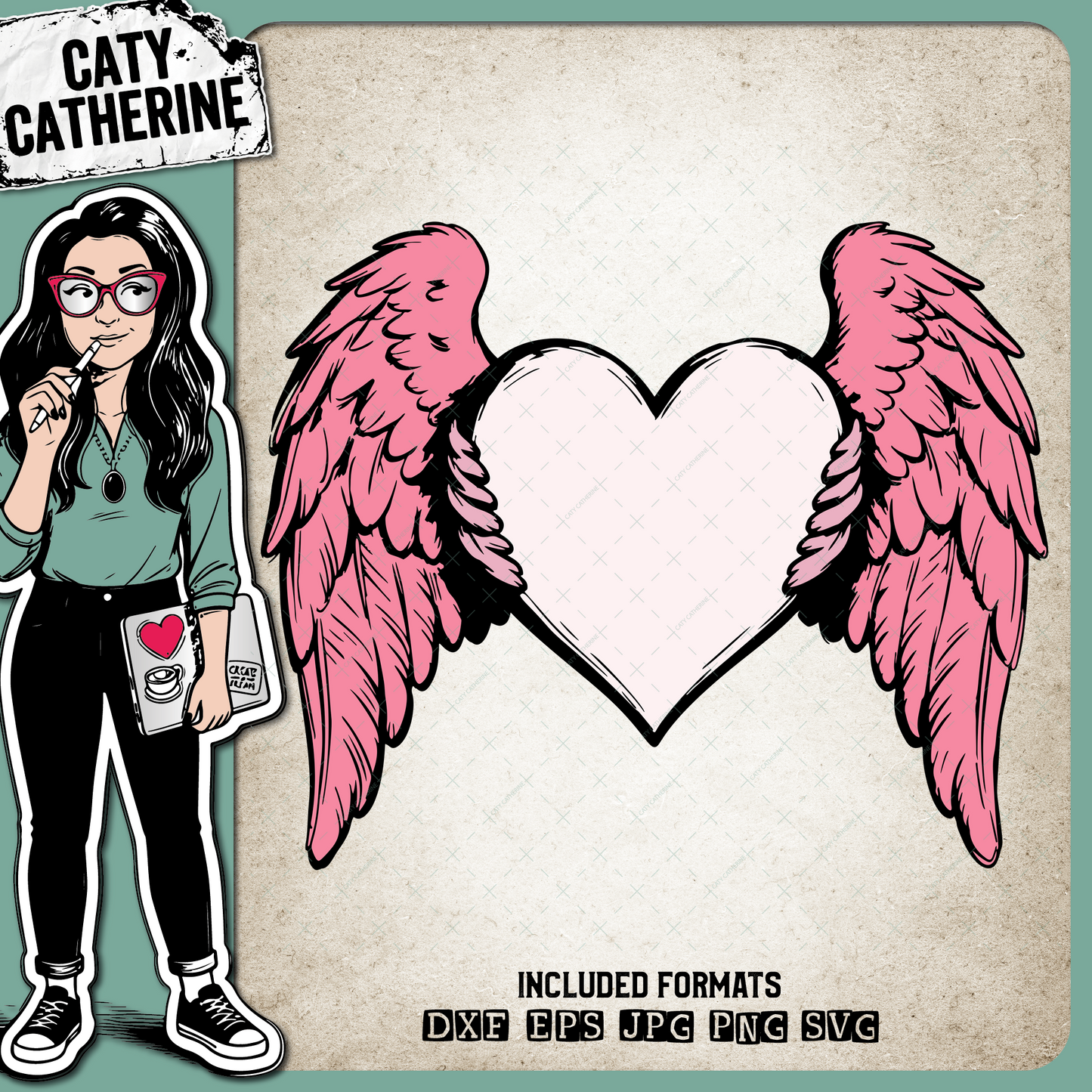 Love Heart with Angel Wings – Remembrance SVG Design by Caty Catherine