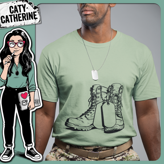Military Boots with Dog Tags – Remembrance SVG Design by Caty Catherine
