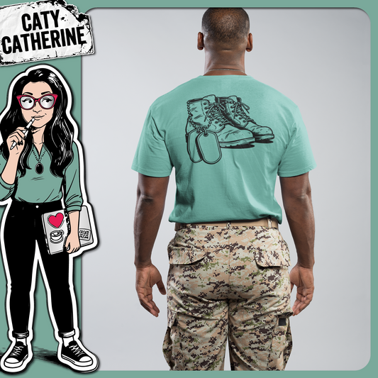 Military Boots with Dog Tags – Remembrance SVG Design by Caty Catherine