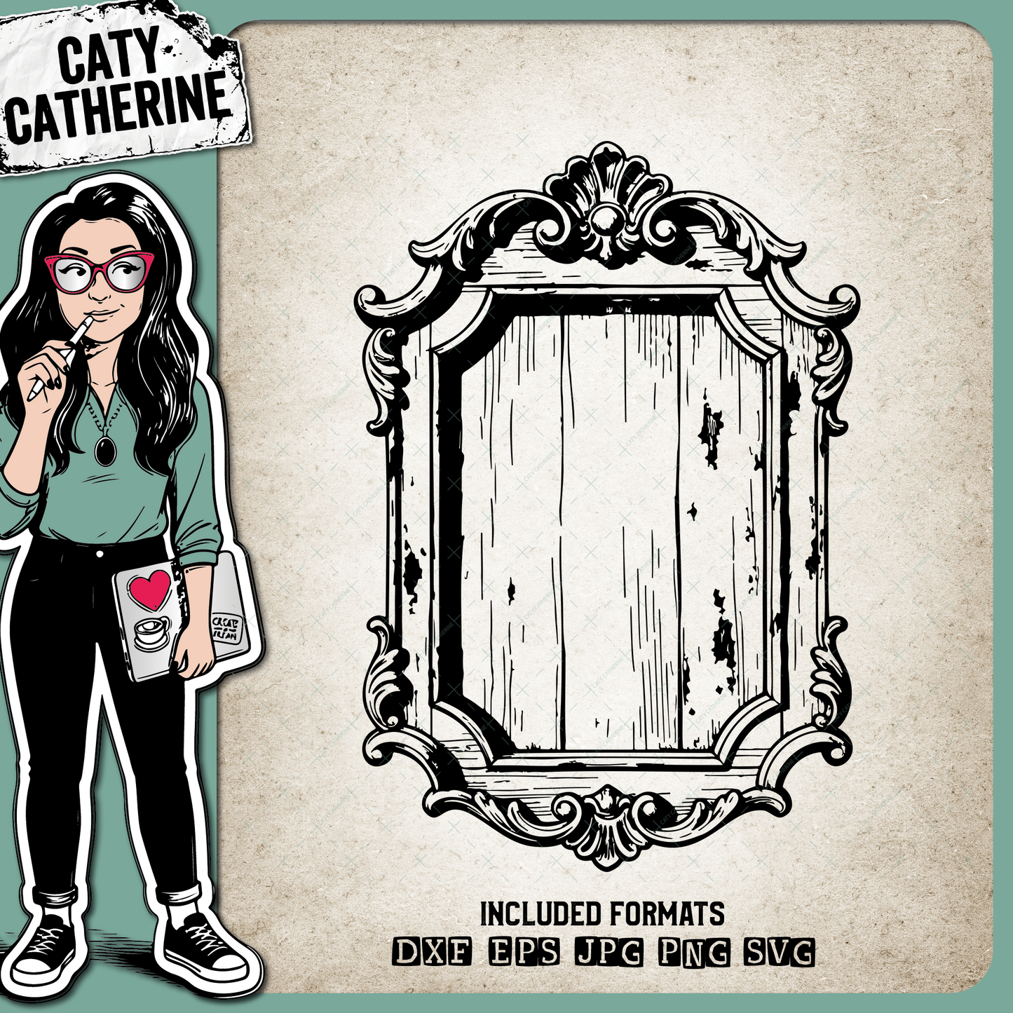 Rustic Wooden Ornate Frame – Home Decor SVG Design by Caty Catherine