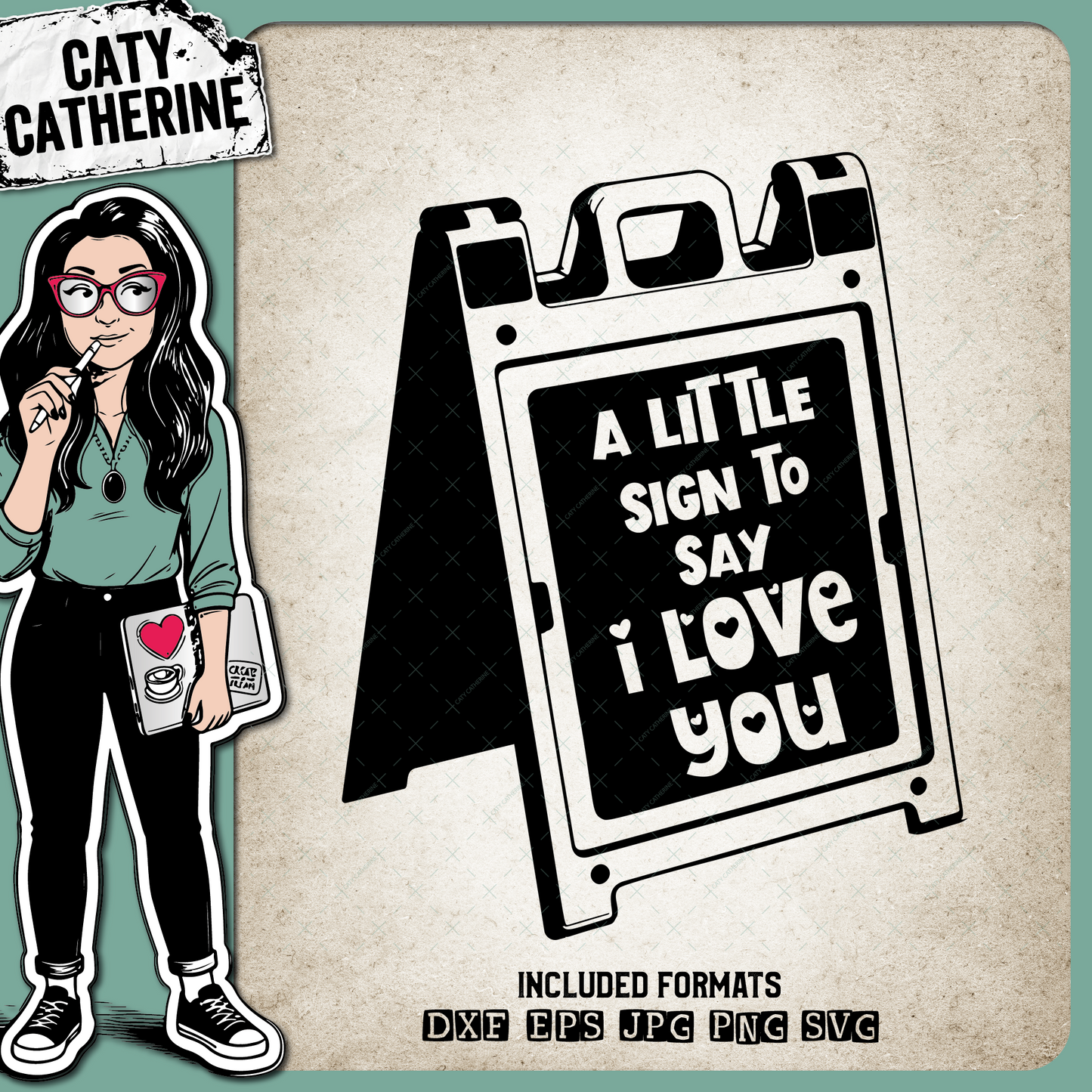 Wet Floor Sign A Little Sign To Say I Love You – Quotes & Sayings SVG Design by Caty Catherine