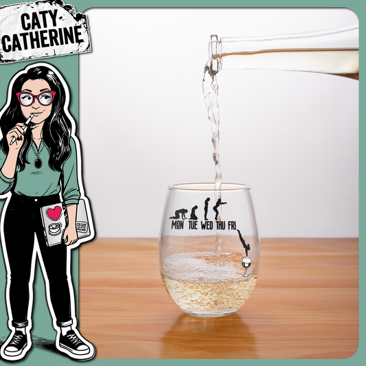Friday Night Mood Pour Me a Glass of Wine Friday – Food & Drink SVG Design by Caty Catherine