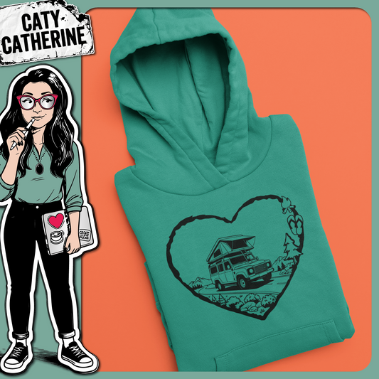 Camping Love Heart Scene Off-Road 4x4 Camper with Roof Tent – Travel SVG Design by Caty Catherine