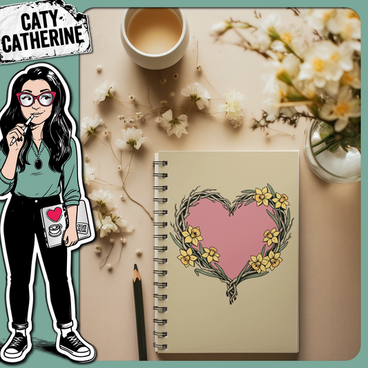 Intertwined Willow Twigs and Daffodil Love Heart – Love SVG Design by Caty Catherine