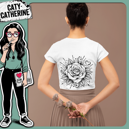 Rose Bloom Floral Line Art Design – Creative Elements SVG Design by Caty Catherine