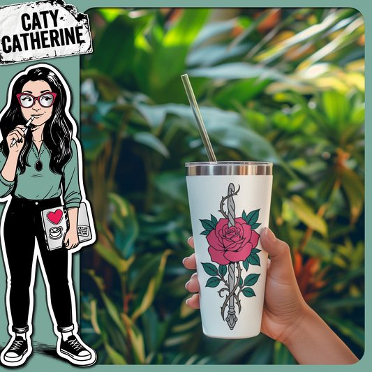 Crochet Hook with Intertwined Rose – Crafting SVG Design by Caty Catherine