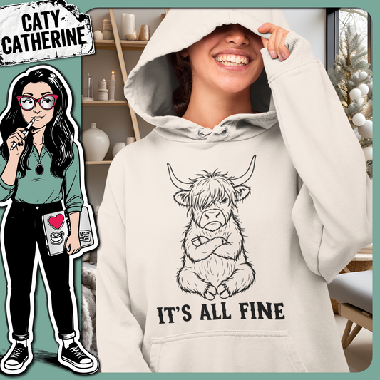 It's All Fine Funny Grumpy Highland Cow – Quotes & Sayings SVG Design by Caty Catherine