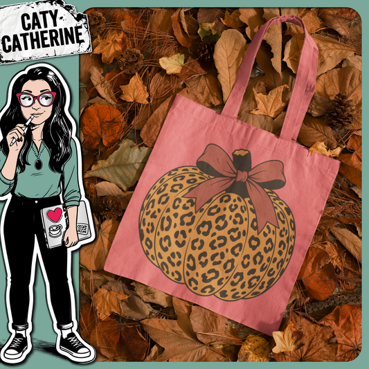 Leopard Print Fall Pumpkin with Bow – Seasonal SVG Design by Caty Catherine