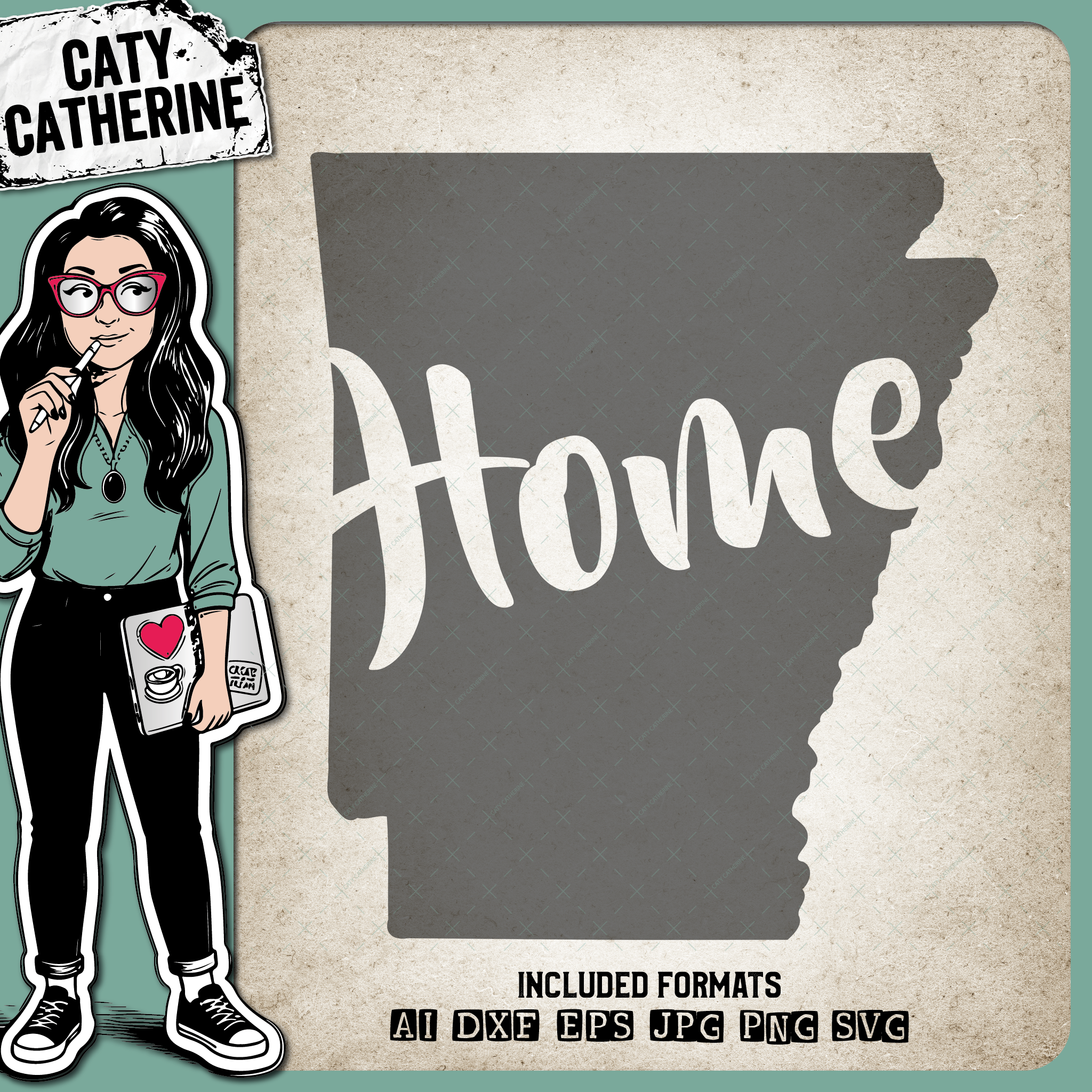 Arkansas US State HOME – Travel SVG Design by Caty Catherine