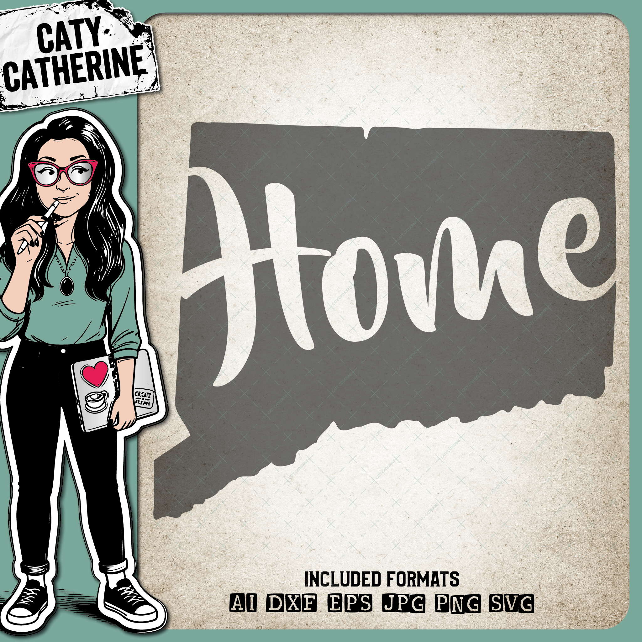 Connecticut US State HOME – Travel SVG Design by Caty Catherine