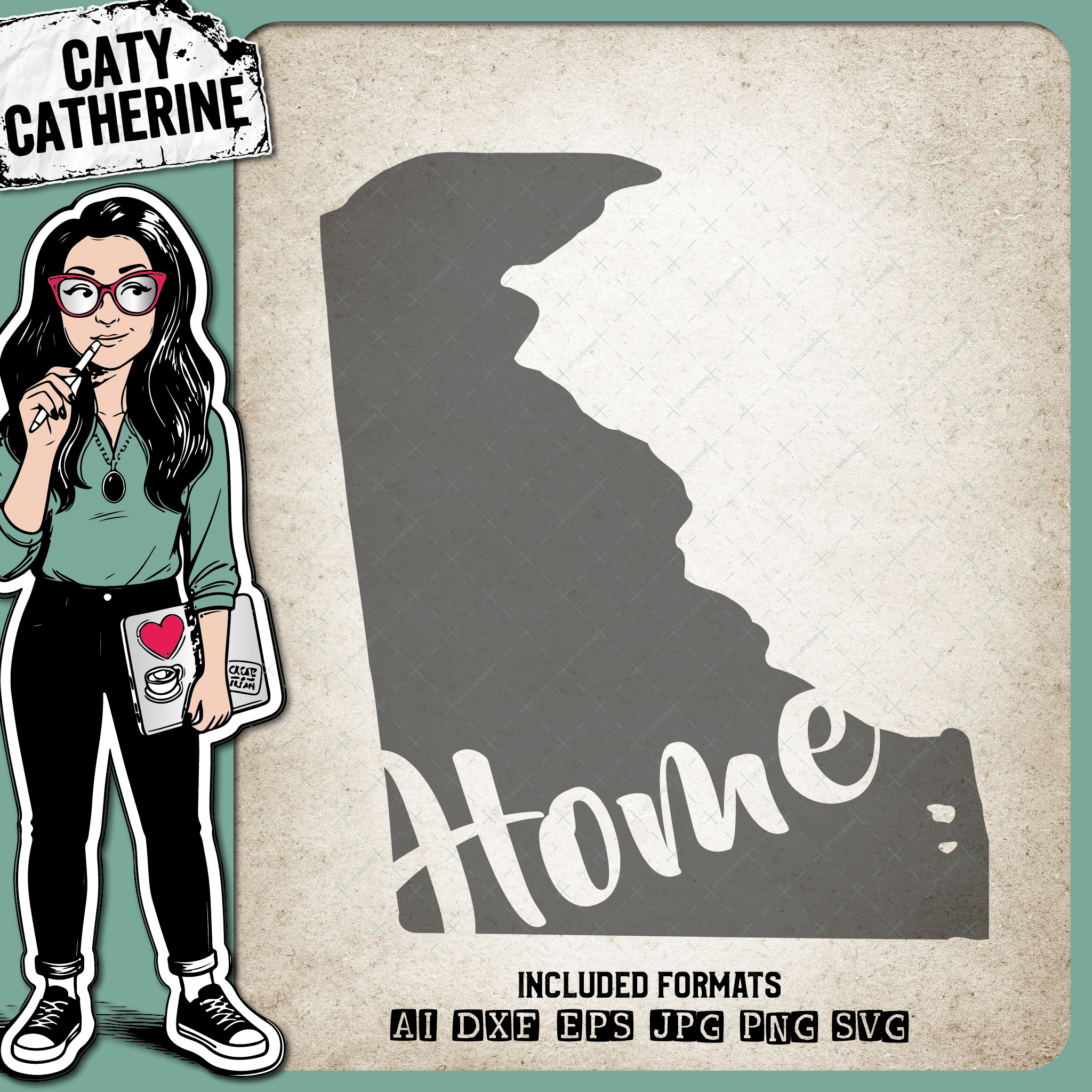 Delaware US State HOME – Travel SVG Design by Caty Catherine