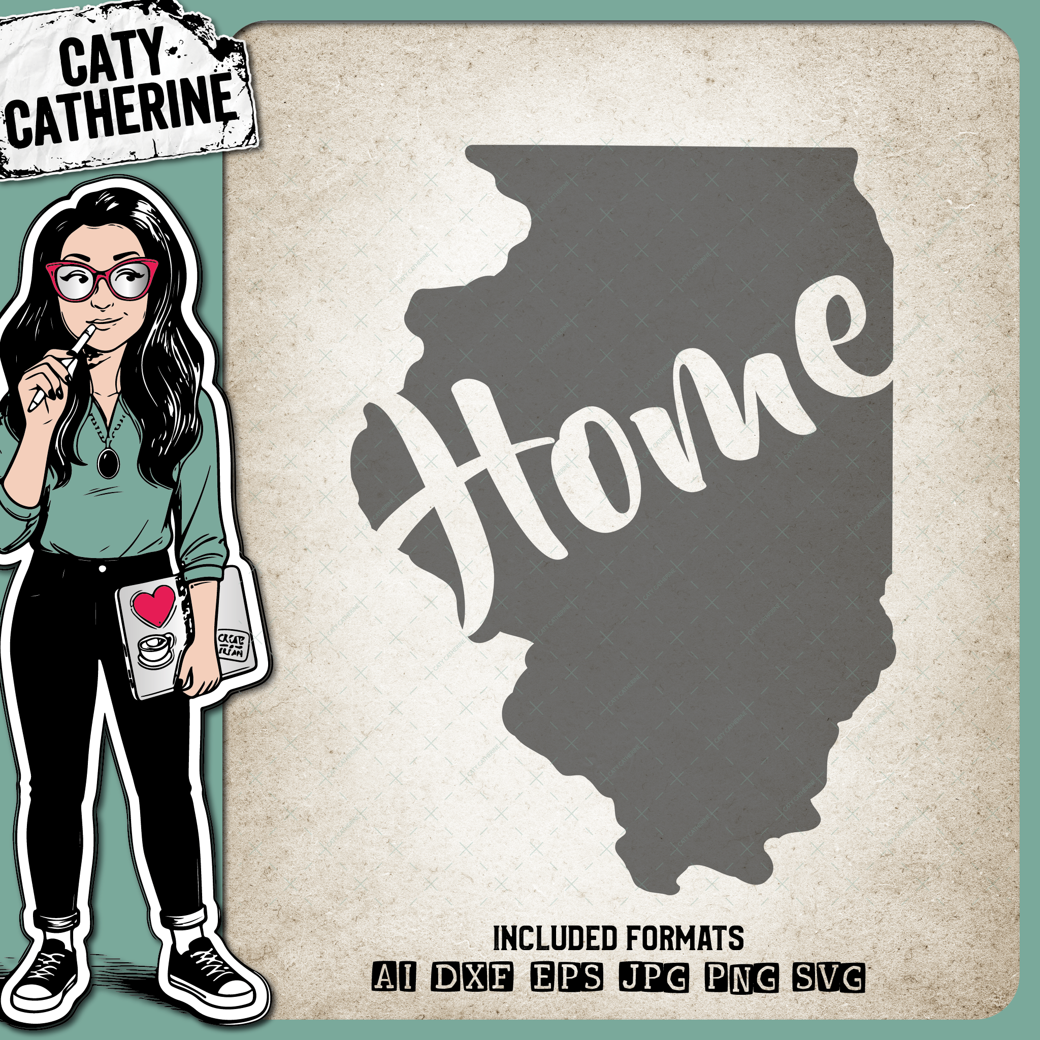 Illinois US State HOME – Travel SVG Design by Caty Catherine