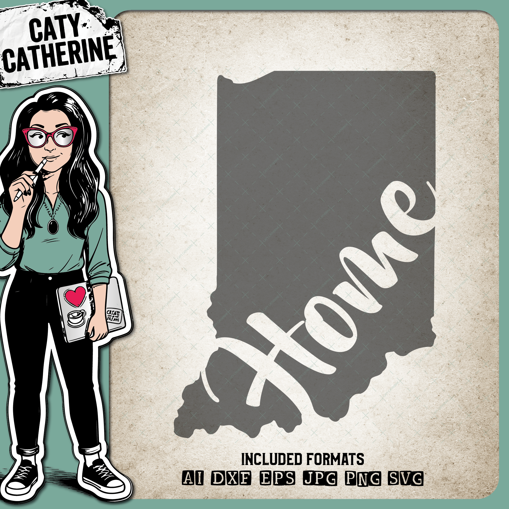 Indiana US State HOME – Travel SVG Design by Caty Catherine