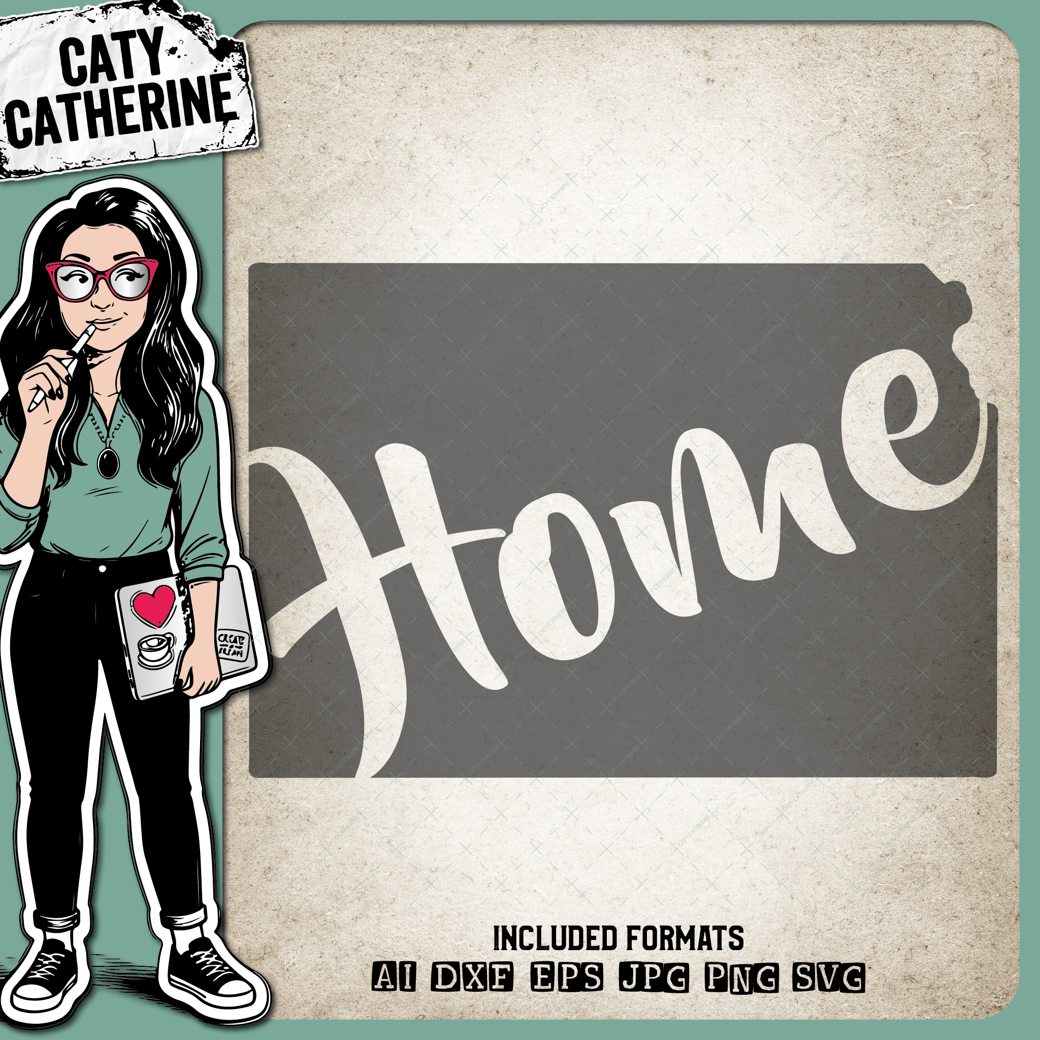 Kansas US State HOME – Travel SVG Design by Caty Catherine