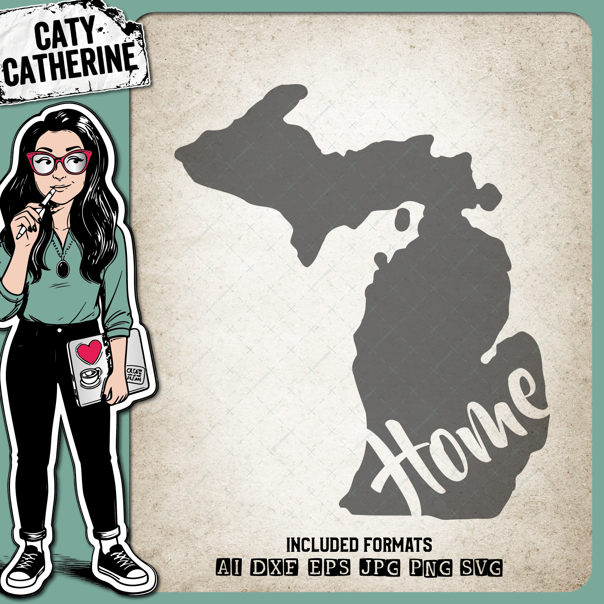 Michigan US State HOME – Travel SVG Design by Caty Catherine