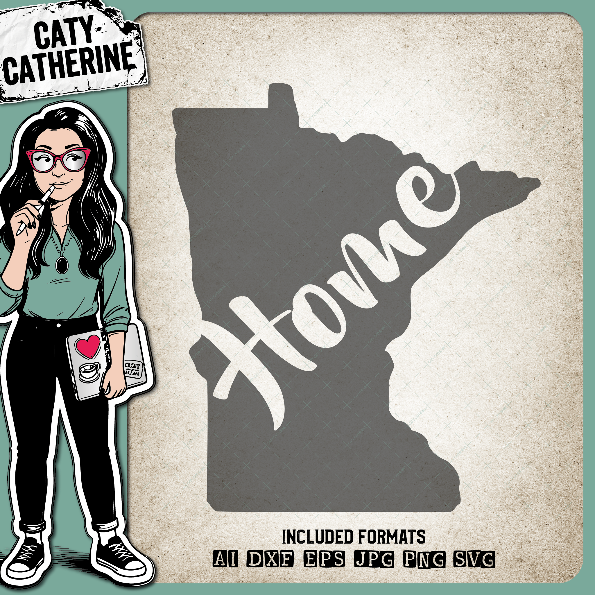 Minnesota US State HOME – Travel SVG Design by Caty Catherine