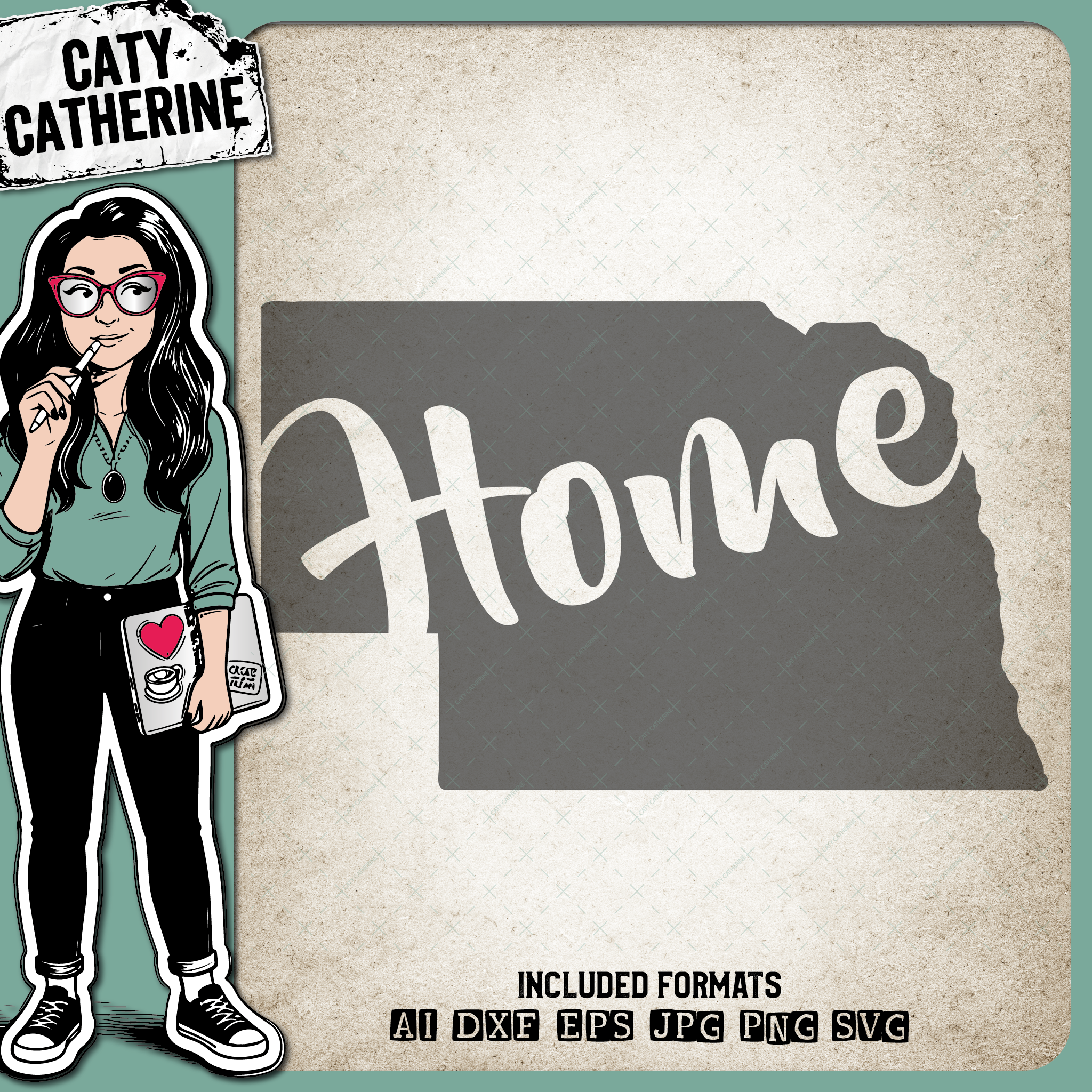 Nebraska US State HOME – Travel SVG Design by Caty Catherine