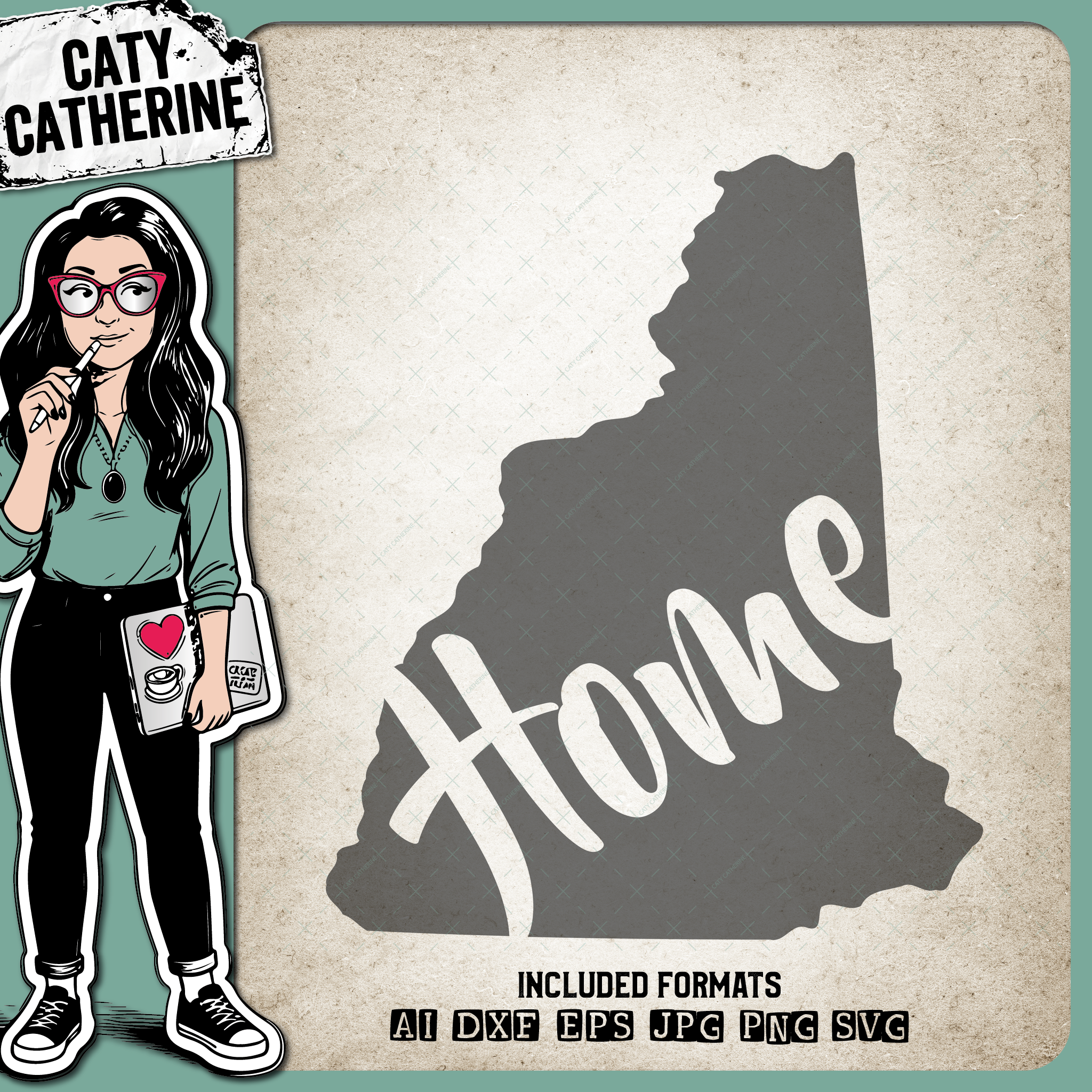New-Hampshire US State HOME – Travel SVG Design by Caty Catherine