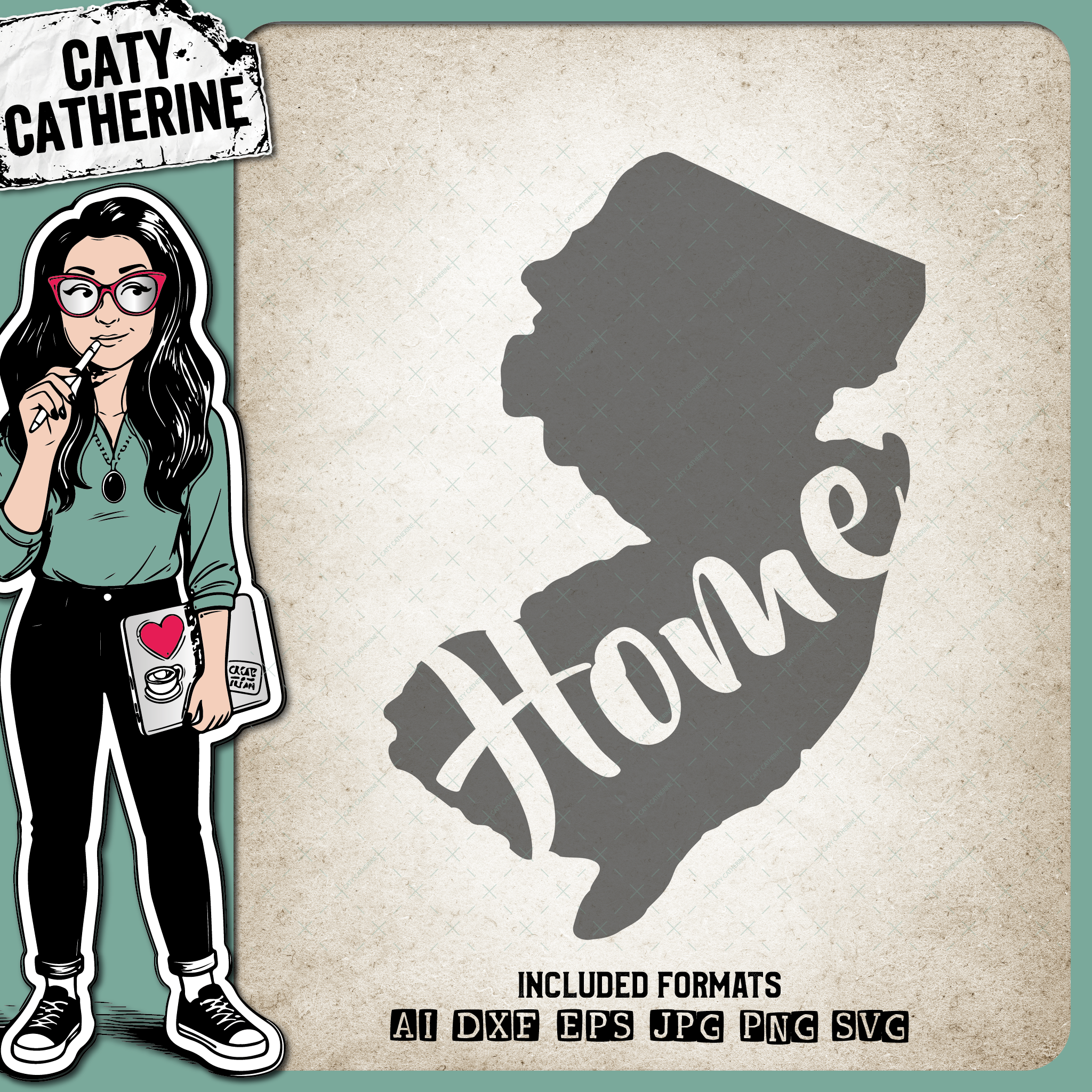 New-Jersey US State HOME – Travel SVG Design by Caty Catherine