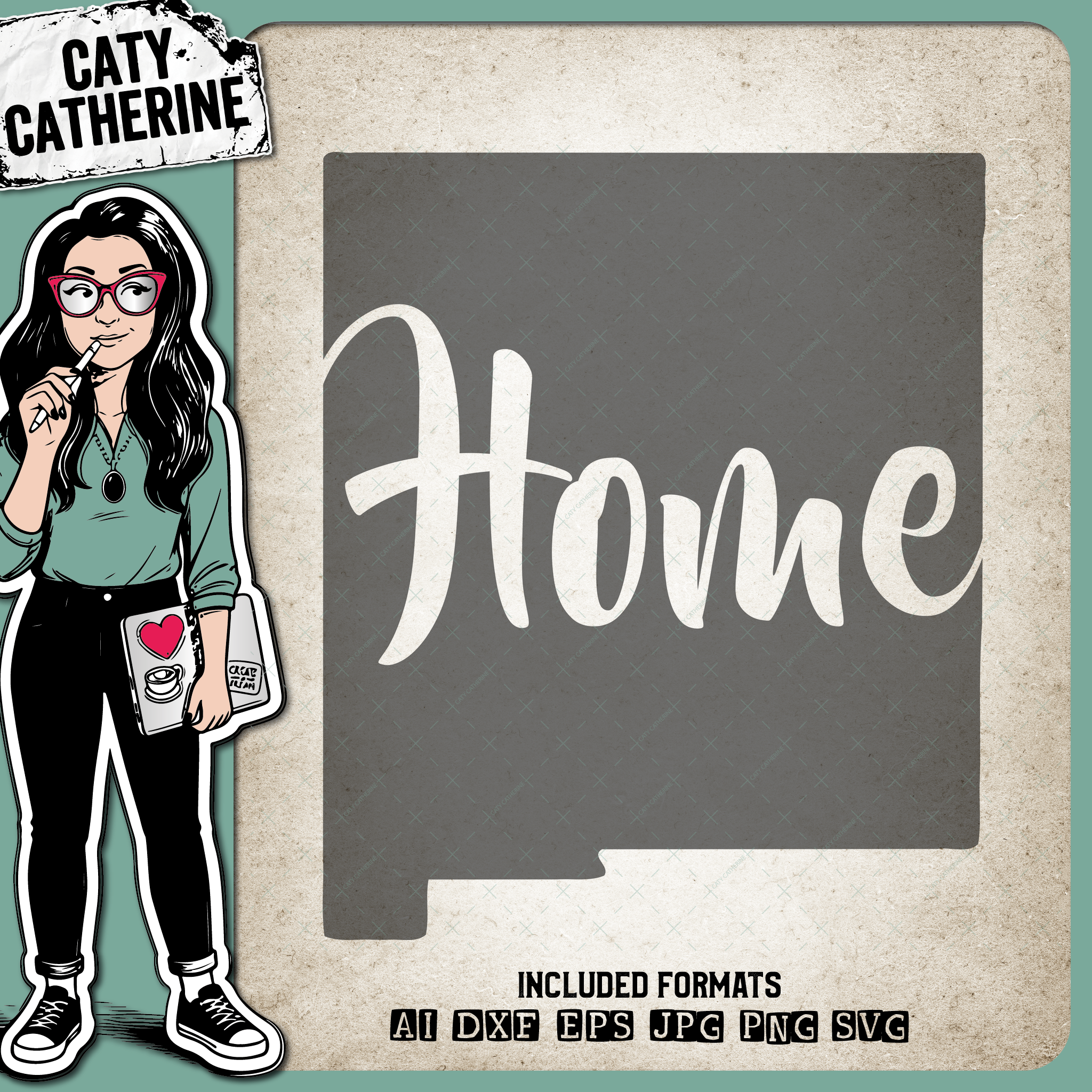 New Mexico US State HOME – Travel SVG Design by Caty Catherine