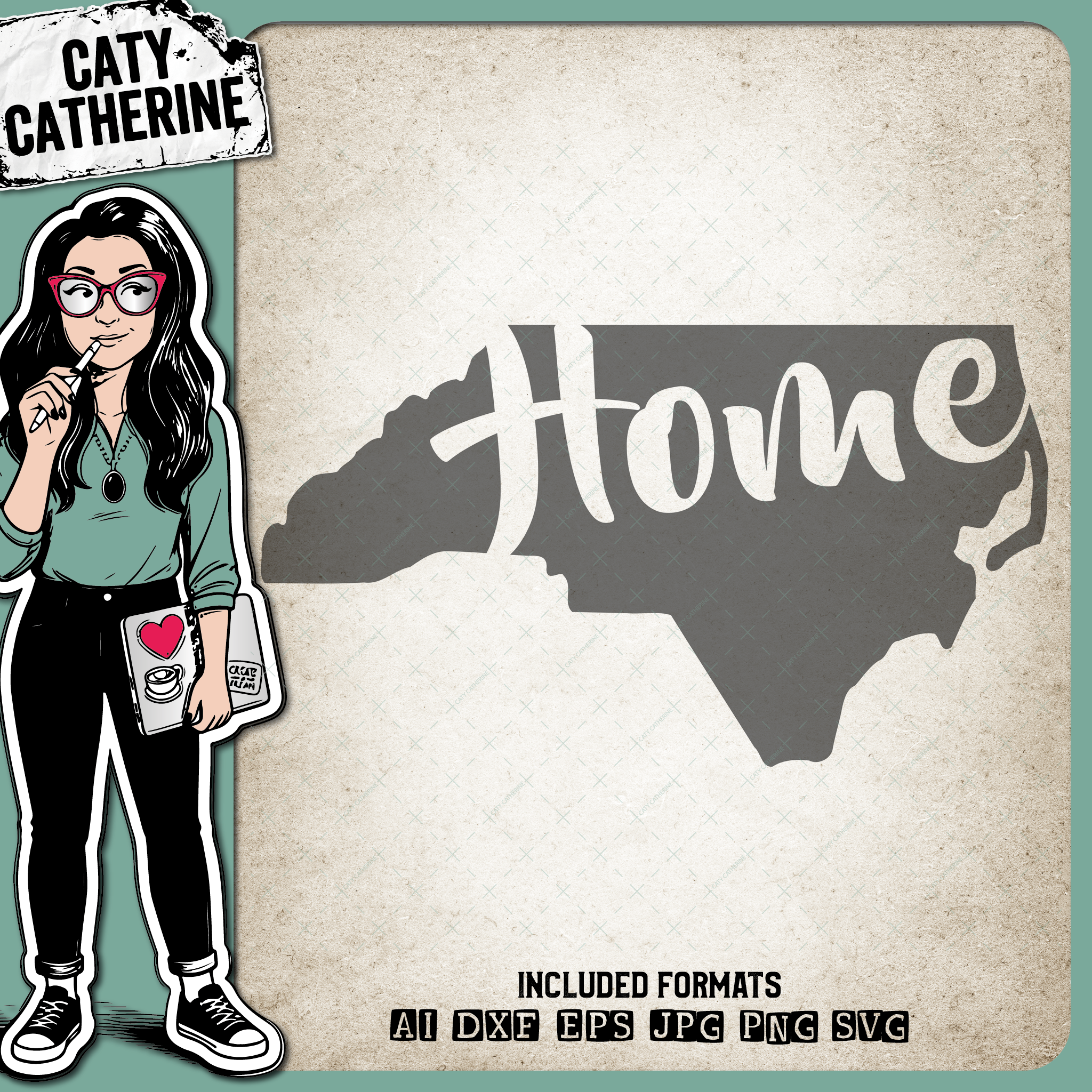 North Carolina US State HOME – Travel SVG Design by Caty Catherine
