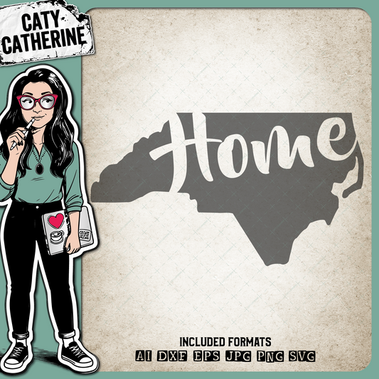 North Carolina US State HOME – Travel SVG Design by Caty Catherine