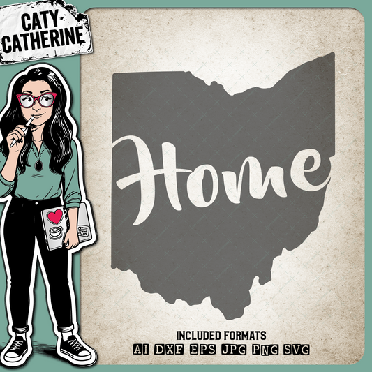 Ohio US State HOME – Travel SVG Design by Caty Catherine