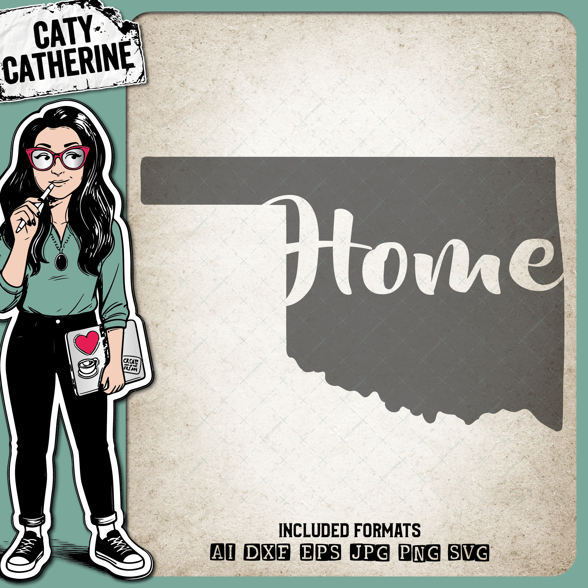 Oklahoma US State HOME – Travel SVG Design by Caty Catherine