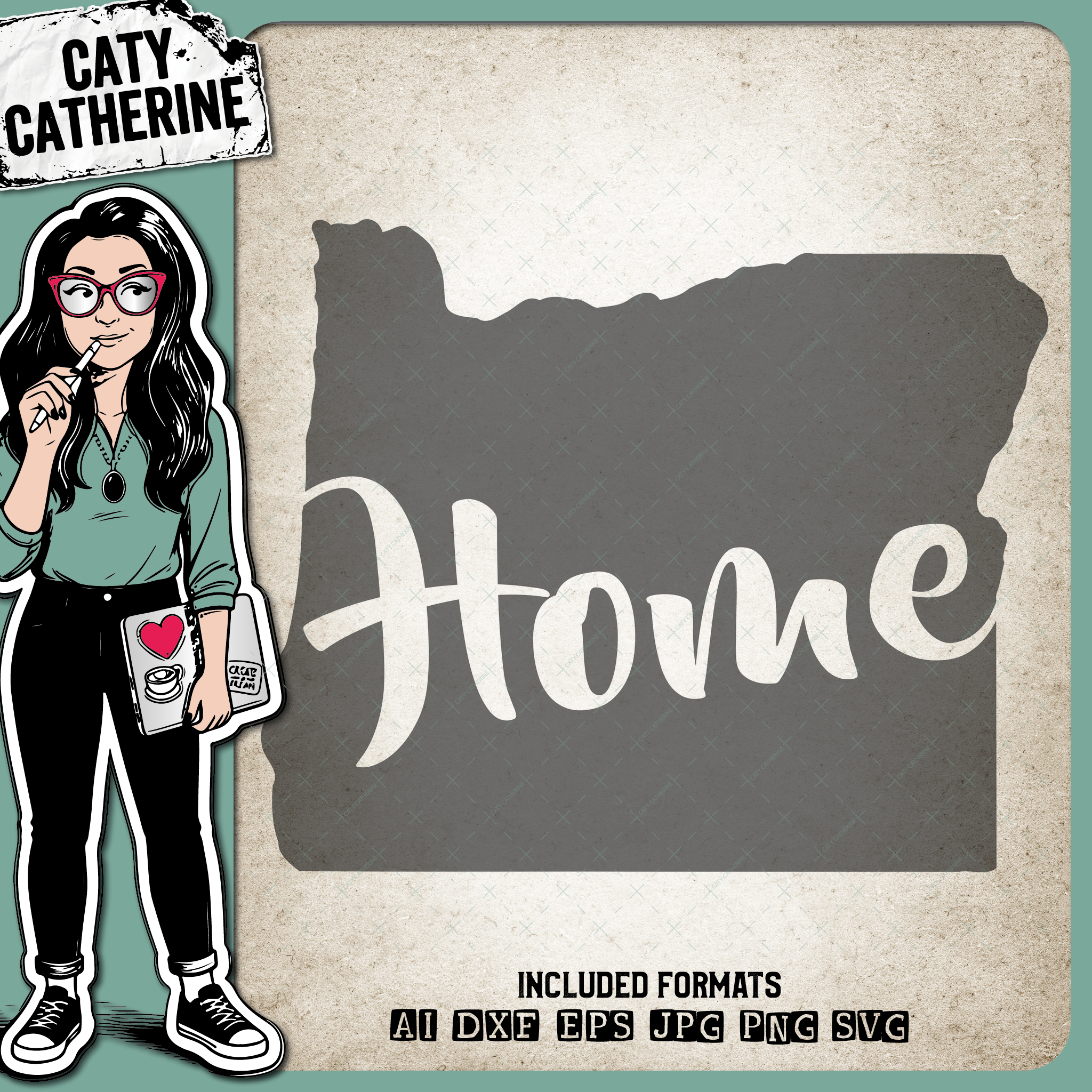 Oregon US State HOME – Travel SVG Design by Caty Catherine
