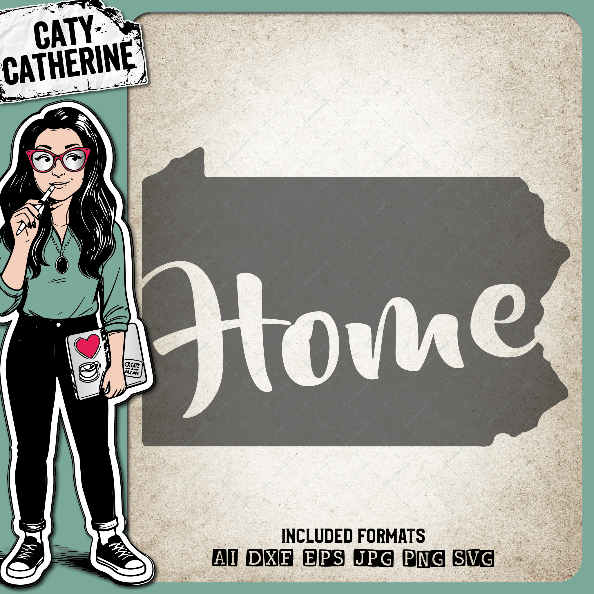 Pennsylvania US State HOME – Travel SVG Design by Caty Catherine
