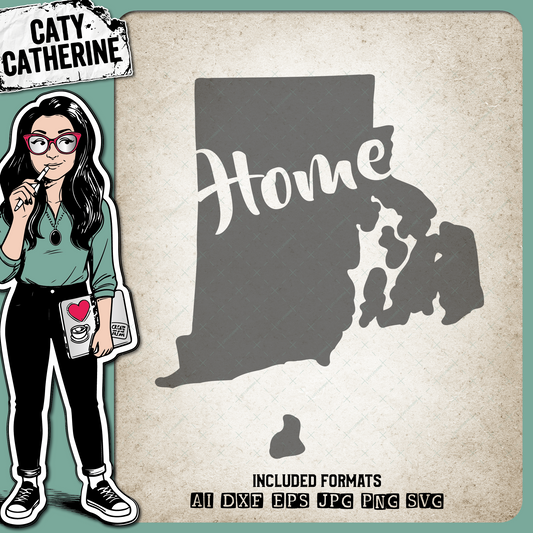 Rhode Island US State HOME – Travel SVG Design by Caty Catherine