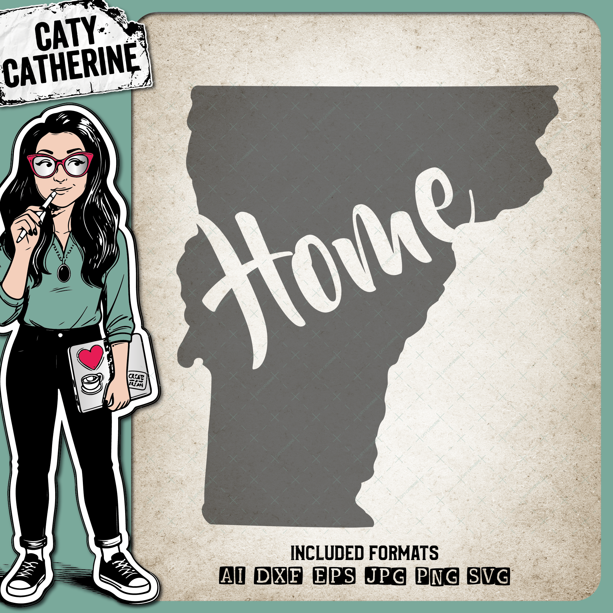 Vermont US State HOME – Travel SVG Design by Caty Catherine