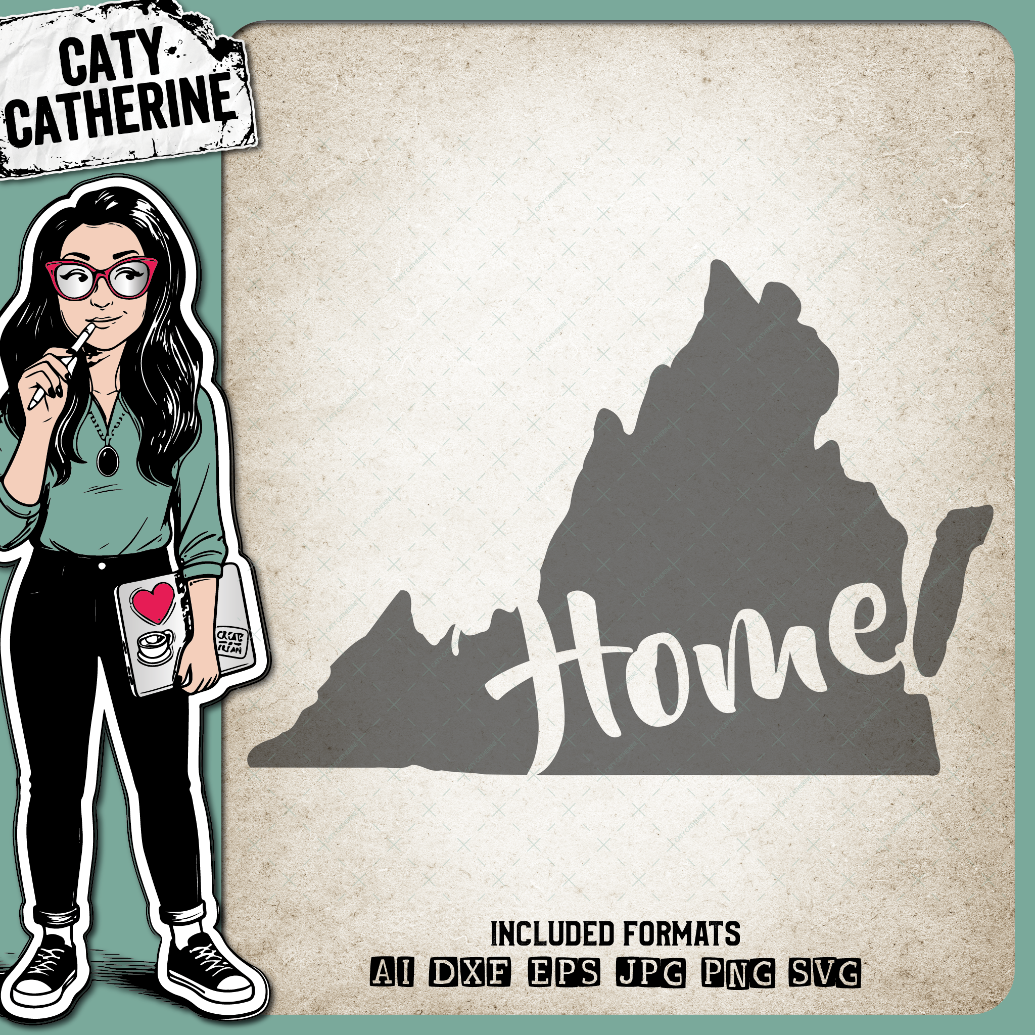 Virginia US State HOME – Travel SVG Design by Caty Catherine