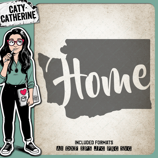 Washington US State HOME – Travel SVG Design by Caty Catherine